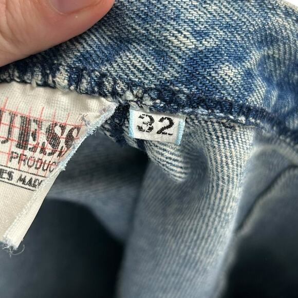 Vintage Guess Blue Back Pocket Denim Zip & Button Mini Skirt Womens 32 / US 10? - Picture 6 of 6